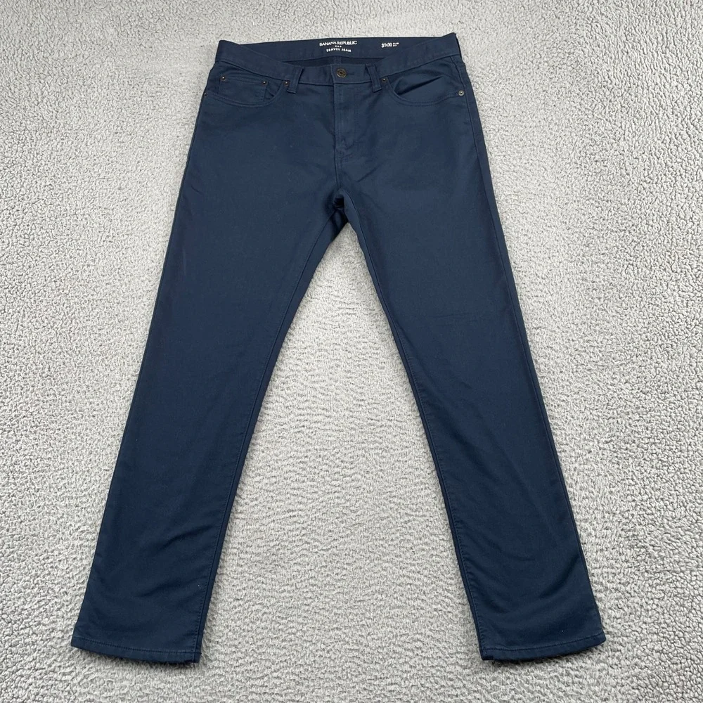Banana Republic Pants Mens 31x30 Blue Travel Jean Slim Fit Stretch Navy